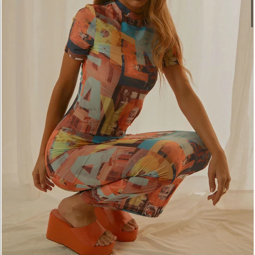 PEPPERMAYO Into the City Mesh Maxi Dress - PM Film Graphic